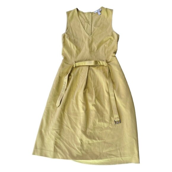 EUC Banana Republic Yellow Ponte Belted Dress Size  Petite OP - Picture 2 of 12